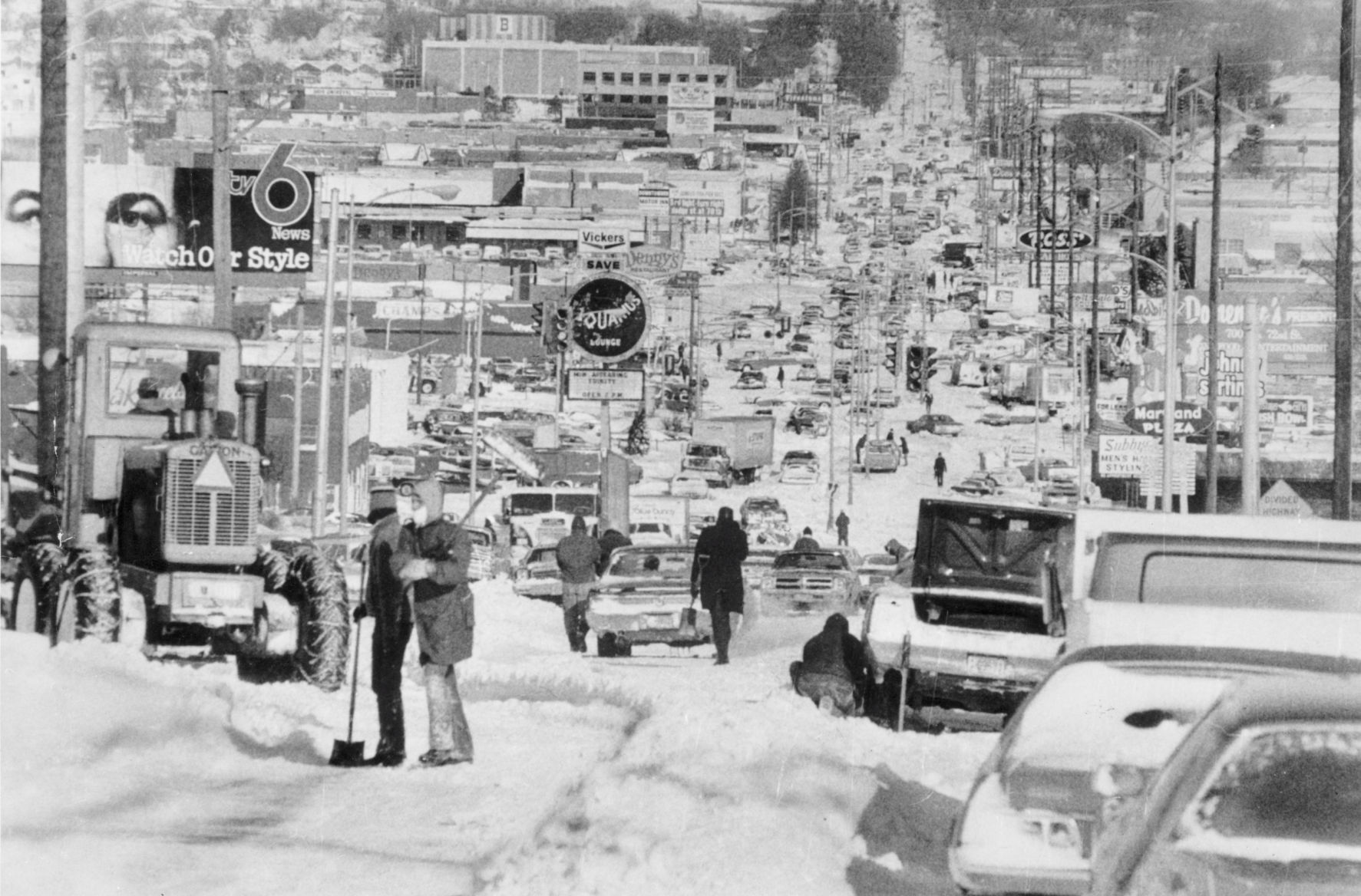 Abandoned cars and trucks litter 72nd Street after the storm.